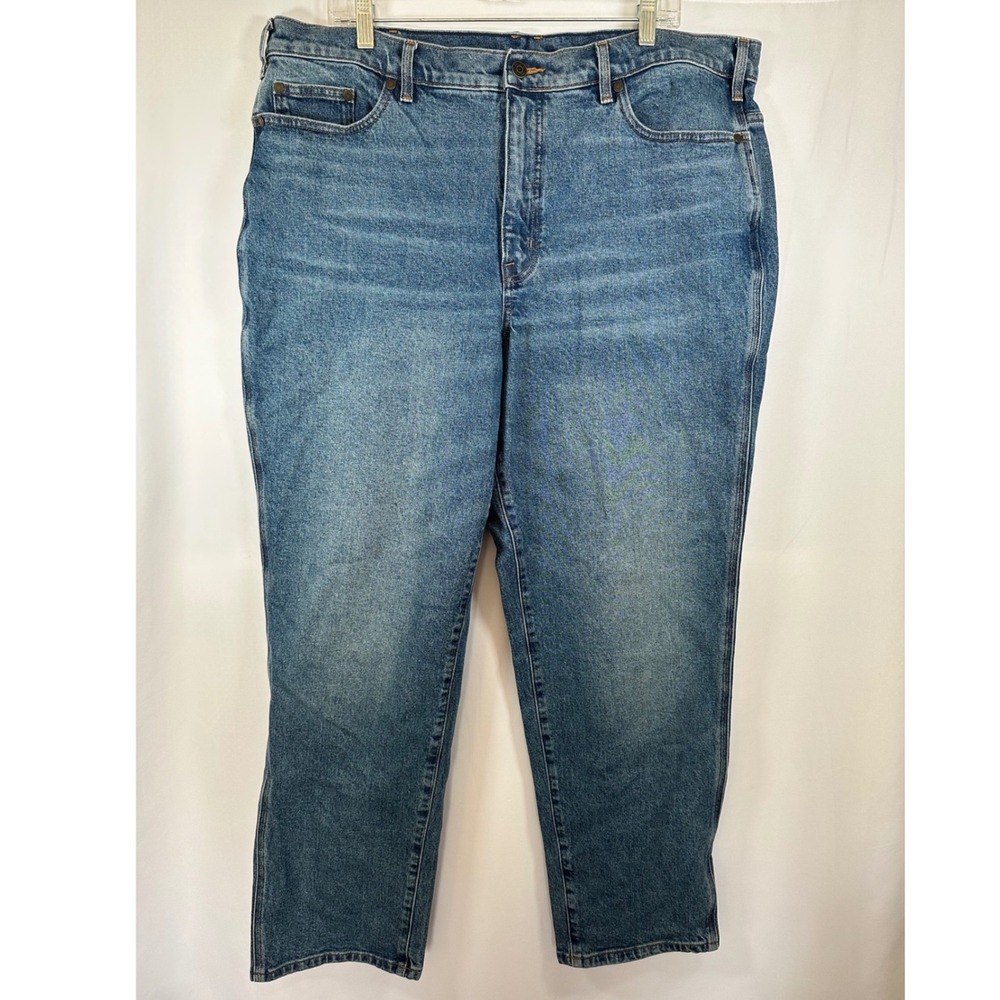 Duluth Trading Co Medium Wash Straight Leg Denim Jeans Women Size 18W Regular